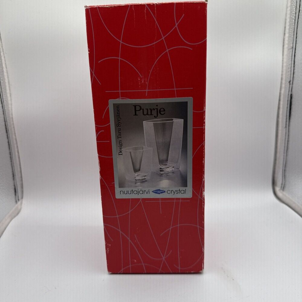 Vtg Iittala Nuutajärvi Purje Sail Vase by Taru Syrjänen Clear Frosted Art Glass
